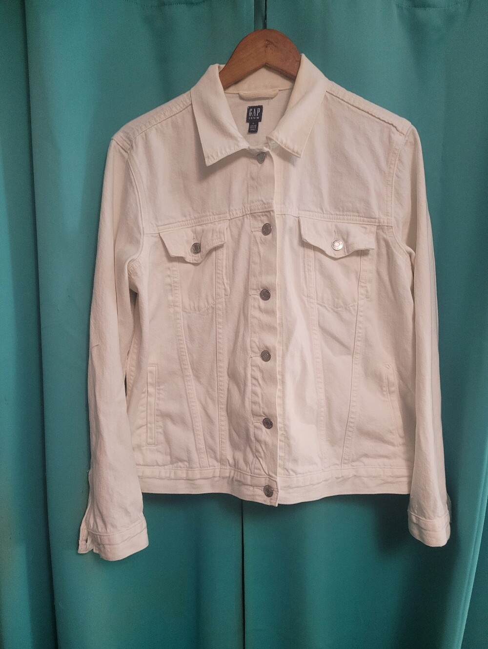 GAP White Denim Trucker Jacket XL 100% Cotton